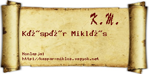 Káspár Miklós névjegykártya